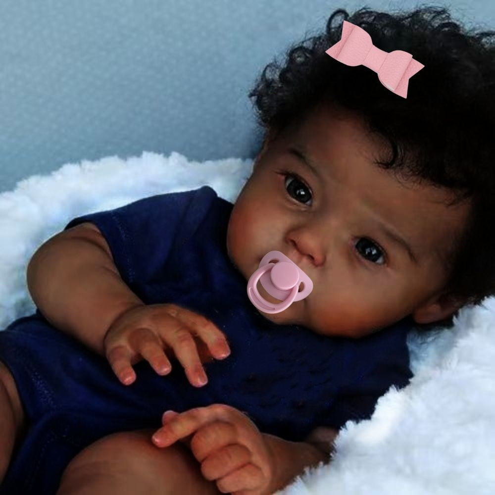 20 Polegada boneca afro-americana corvo pele escura reborn bebê acabado recém-nascido com cabelo enraizado