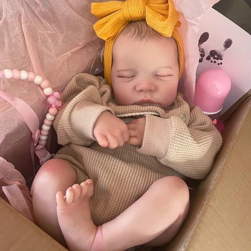 Mrb boneca bebê reborn levi, 17 polegadas, já pintada, terminada, vinil para dormir, bebê recém-nascido, pele 3d, veias visíveis, boneca de arte colecionável